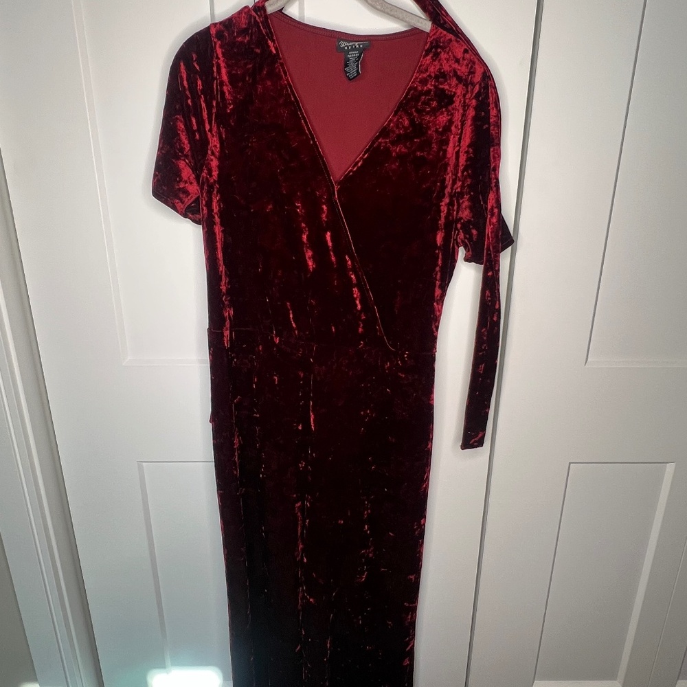 Wrangler Retro Belted Crushed Velvet Jumpsuit Women's Size Medium